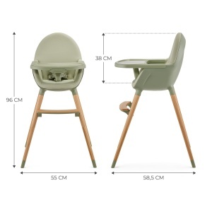 Scaun inalt Kinderkraft FINI2 2 in 1 Scaun inalt Scaun pentru copii Scaun inalt Combi Picioare din lemn Centuri de siguranta Suport pentru picioare Ta - Img 8