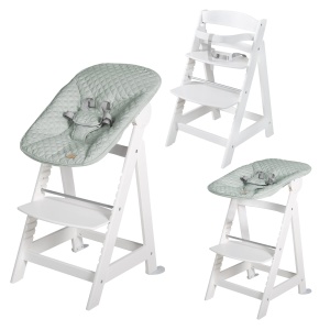 Scaun inalt pentru copii Roba Born Up, Set 2in1, culoare verde deschis, cu functie de leagan