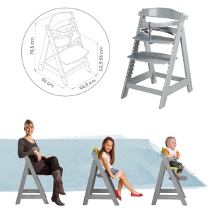 Scaun inalt pentru copii Roba Sit Up Click Fun, din lemn, culoare taupe, cu sistem de ajustare - Img 6