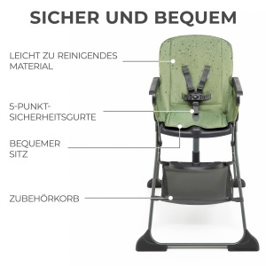 Scaun pentru copii Kinderkraft FOLDEE, portabil, verde, cu tavita si suport pentru picioare - Img 6