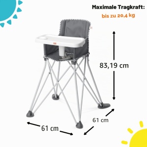 Scaun portabil pentru copii Bright Starts Pop N Dine, Unisex, gri, 6 luni - Img 6