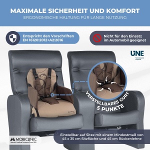 Scaun portabil pentru copii Mobiclinic Kids Monkey pliabil 5 puncte de siguranta culoare beige - Img 4