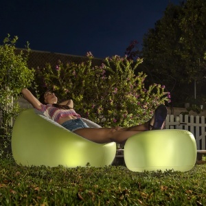 Scaun umflat Chight InnovaGoods cu LED-uri colorate si telecomanda, gri - Img 7