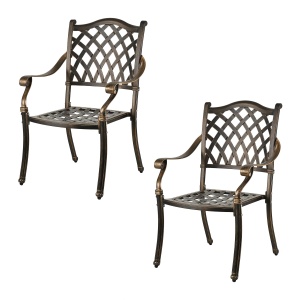 Scaune de gradina Relaxdays, set 2 bucati, metal, antice, negrubronze
