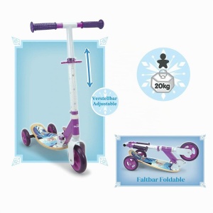 Scooter cu 3 roti Smoby Die Eiskonigin, cu maner ajustabil, din lemn si metal - Img 2
