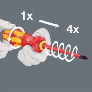 Screwdriver Wera Kraftform Kompakt Turbo i 1 TIE, Turbo-Functie, VDE, Getriebe din Otel - Img 3