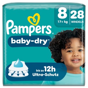 Scutece Pampers Baby-Dry, Marimea 8, 28 bucati, pentru bebelusi peste 17kg