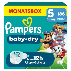 Scutece Pampers Baby-Dry Paw Patrol Ed. 5, 11-16kg, 186 buc, Ultra-Siguranta