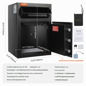 Seif cu fanta VEVOR SS-515, capacitate 2,5 L, cu cod electronic si 2 chei de urgenta - Img 7