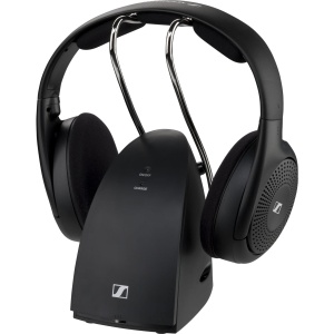Sennheiser RS 120-W Casti Wireless On-Ear pentru un sunet TV clar - Design usor, 3 moduri de sunet, raza de semnal de 60 m, include transmitator/incarcator combinat - Negru