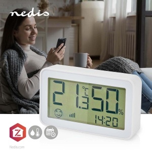 Senzor de clima Nedis Zigbee 3.0, alimentare cu baterii, masurare temperatura si umiditate, alb - Img 2