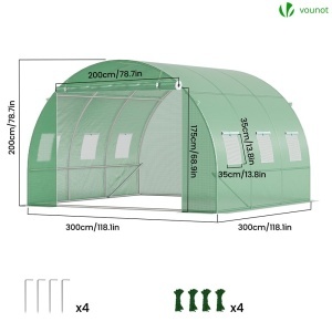 Sera VOUNOT 3x3x2m cu Cadru din Otel, 9m, 6 Feronerie - Img 5
