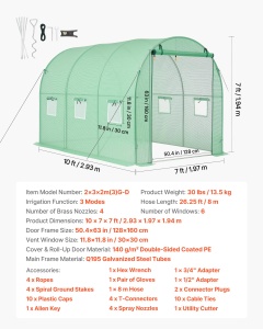 Serra VEVOR 2,93x1,97x1,94 m, cu Sistem de Irigare, Cadru din Otel - Img 7