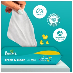 Servetele umede Pampers Fresh Clean, 15x80 (1200 bucati), fara alcool - Img 4