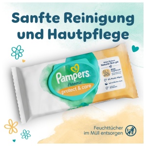 Servetele umede pentru bebelusi Pampers Harmony Protect & Care, 18 x 44 bucati care ajuta la restabilirea pH-ului natural al pielii, 792 servetele umede - Img 2
