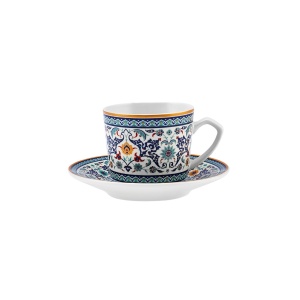 Set 12 Cani de Cafea Karaca Beylerbeyi, 80 ml, Portelan, Design Traditional Albastru - Img 6