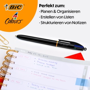 Set 12 Stilouri BIC 4 Culori Pro, Negru, Reumplibile, Ideal pentru Birou si Scoala - Img 3