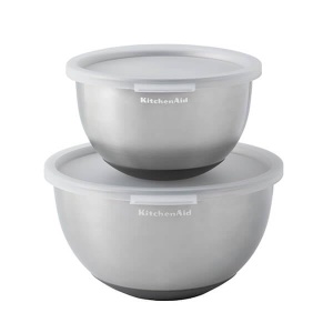 Set 2 Boluri de Mixare KitchenAid din Otel Inoxidabil, 1.4L si 2.8L, cu Capac - Img 2