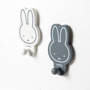 Set 2 carlige de perete pentru copii Roba Miffy, MDF, albgri, 17 cm - Img 2