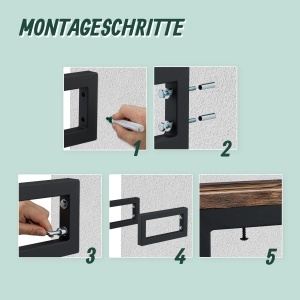 Set 2 Consola de Perete Relaxdays, Negru, 15x3x40 cm, Capacitate 60 kg - Img 6