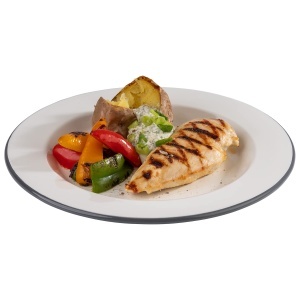 Set 2 Farfurii Plate APS 98671, 26 cm, Emaila, Crem cu Margine Gri - Img 3