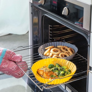 Set 2 forme din silicon InnovaGoods pentru friteuze cu aer cald antiaderente reutilizabile gri - Img 5