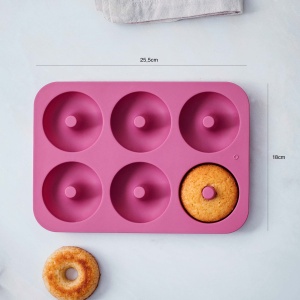 Set 2 forme silicon Lacor 68770-2 pentru 6 donuts antiaderente albastru si roz - Img 3