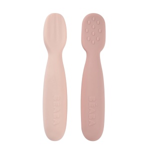 Set 2 linguri pentru bebelusi Beaba Silikon ergonomic texturat 4 luni
