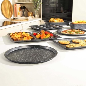 Set 2 Pachete Pizzablechuri Salter Megastone 29cm, Carbon, Antiaderent, Gri - Img 2
