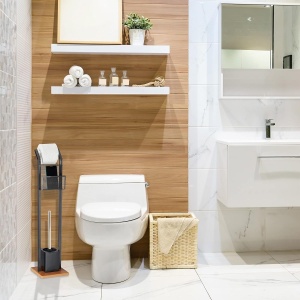 Set 2 Perii WC Relaxdays cu 4 Capete de Schimb, Inox, Negru - Img 2