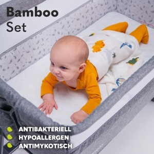 Set 3 Bete Mull pentru Bebei Lionelo Bamboo, 70x70 cm, 100 Bambus - Img 5