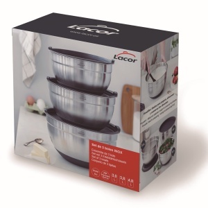 Set 3 Boluri din Inox Lacor 60050, Capacitate 1.5L, 2.2L, 3L, Cu Capace - Img 6