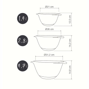 Set 3 Boluri Lacor 60054, Polypropylen, Stapelabile, Gri, Capacitate 1.4L - 4.7L - Img 2