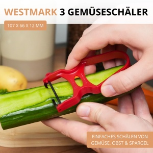 Set 3 Curatitoare pentru Legume si Fructe Westmark, U-Tip, Culoare RosuNegru - Img 2
