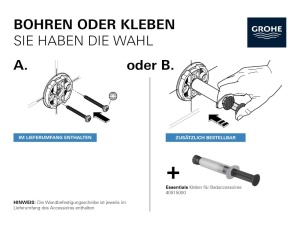 Set 3-in-1 pentru WC GROHE Essentials, montare rapida, cu suport prosoape - Img 6