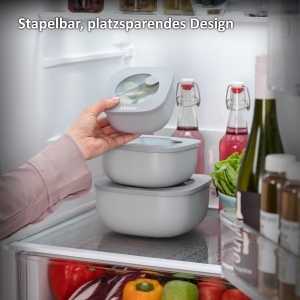 Set 3 recipiente alimentare hermetice Haier, 450-1900 cm, gri - Img 7