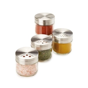 Set 3 recipiente pentru condimente Metaltex 100ml din sticla cu capac din otel inoxidabil - Img 3