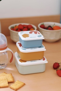 Set 3 Snackboxe Beaba, 230ml350ml500ml, Usor de Deschis, Compacte - Img 5