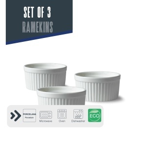 Set 3 Vase Ceramice Lacor 61239, 130 ml, Alb, Rezistente la Temperaturi - Img 4