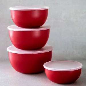 Set 4 Boluri Salata KitchenAid, Capacitate 355-1065 ml, Culoare Rosie - Img 4