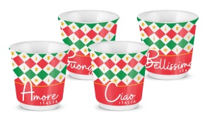 Set 4 Cani Cafea Bialetti Tricolore, Porcelain, 80 ml