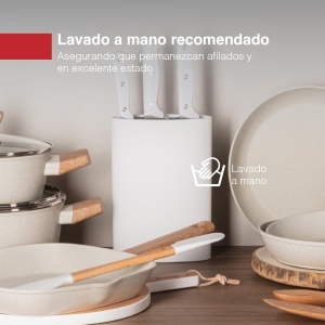 Set 4 Cutite Bergner Naturally din Otel Inoxidabil, 20 cm, 17,5 cm, 12,5 cm, Maner Alb - Img 4