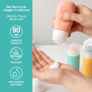 Set 4 Flacoane de Calatorie BEPER C302AAC010, 90 ml, Silikon, Etui Transparent - Img 2