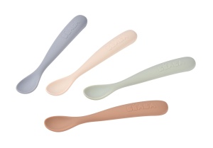 Set 4 Linguri Silikon pentru Sugari Beaba - Ergonomice, Antiaderente, Culoare Naturala - Img 2