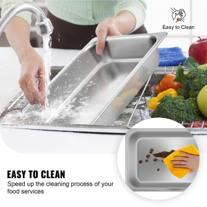 Set 4 recipiente VEVOR Gastronorm din inox cu capac 13L antiaderente pentru catering si bufet - Img 5