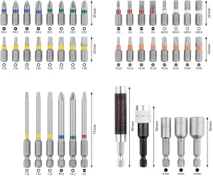 Set 43 piese de accesorii pentru surubelnita Bosch Professional, din otel S2, cu functie de schimb rapid - Img 3