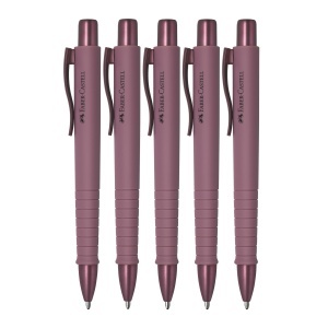 Set 5 Pixuri Faber-Castell Poly Ball Urban Bordeaux, Tinta Albastra, Ergonomice