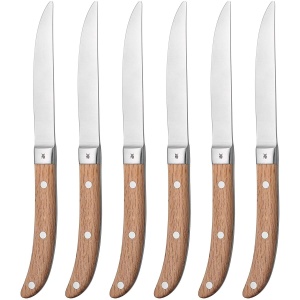 Set 6 Cutite pentru Steak WMF Ranch, Cromargan Inox, Maner Eichenholz, 24 cm - Img 3