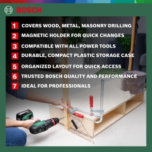 Set accesorii Bosch X-Line, 34 piese, pentru lemn, metal si zidarie, cu valiza organizatoare - Img 3