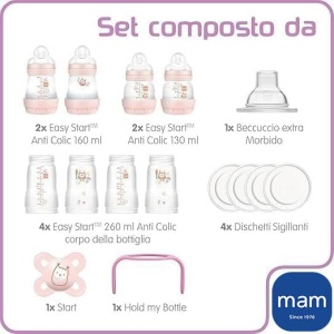 Set Anti-Colici MAM Easy Start 8 Biberonuri (130, 160, 260ml) Culoare Rosa - Img 2